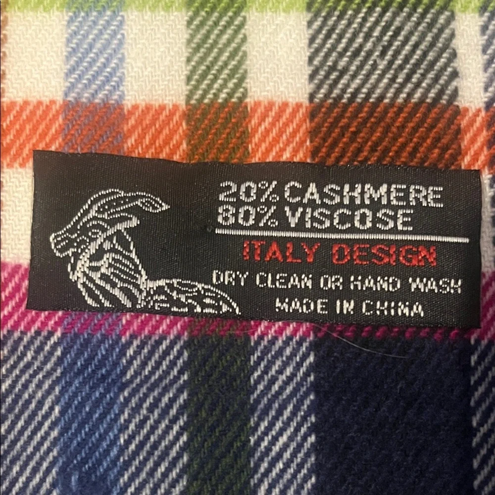 Classic Navy Plaid Cashmere blend scarf